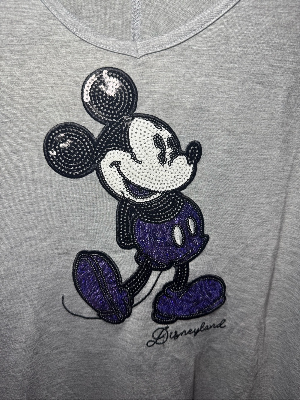 NWT Disneyland Mickey Mouse Purple Sequin Gray Tunic Blouse Plus Size 3X - Picture 2 of 5